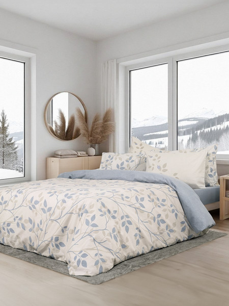 Nima Σετ Σεντόνια Διπλά Φανελένια 220x260 High Up Beige Blue