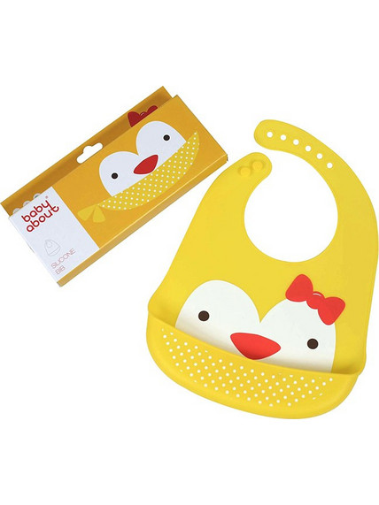 Babywise Cute Animals Duck Αδιάβροχη Σαλιάρα Σιλικόνης με Κουμπί & Τσέπη 6m+ Κίτρινη