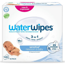 WaterWipes Sensitive Μωρομάντηλα με Νερό Χωρίς Οινόπνευμα Άρωμα & Parabens 18x60τμχ