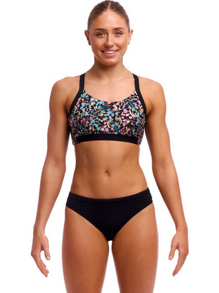 Funkita Αθλητικό Bikini Set Μπουστάκι Floral Μαύρο Πολύχρωμο FKS055L72149
