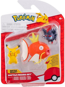 Jazwares Pokemon Battle Figure Set Pikachu Zorua & Magikarp