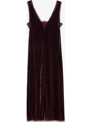 Zadig & Voltaire Midi Φόρεμα για Γάμο / Βάπτιση Βελούδινο Σοκολατί WWDR02571