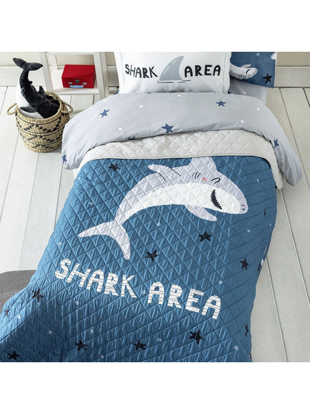 Nima Παιδικό Κουβερλί Μονό 160x220 Area Shark Μπλε