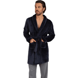 Mario Uomo Χειμωνιάτικη Ανδρική Ρόμπα Fleece Navy Μπλε 25665