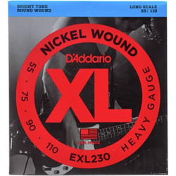 D'Addario EXL230 Σετ 4 Χορδές Ηλεκτρικού Μπάσου Nickel Plated Steel 55-110" Hard Tension