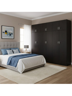 Pakoworld Εξάφυλλη Ντουλάπα Ρούχων με Πατάρι Wenge 240x42x240cm 383-000258