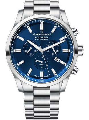 Claude Bernard Aquarider Ανδρικό Ρολόι Χρονογράφος με Ασημί Μεταλλικό Μπρασελέ 102623MBUIN