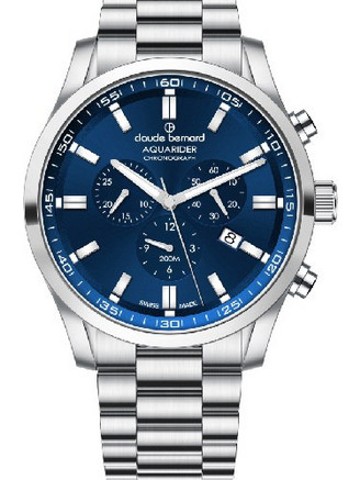 Claude Bernard Aquarider Ανδρικό Ρολόι Χρονογράφος με Ασημί Μεταλλικό Μπρασελέ 102623MBUIN