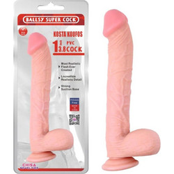 Chisa Novelties Kostas Koufos Ρεαλιστικό Dildo με Βεντούζα & Όρχεις Flesh