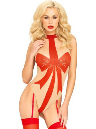 Leg Avenue Sexy Κορμάκι Brazil See Through με Ζαρτιέρες Κόκκινο Μπεζ 416201721611