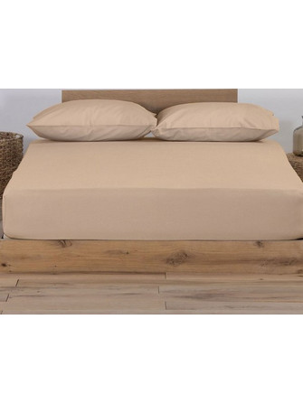 Nef-Nef Σεντόνι Διπλό Βαμβακερό με Λάστιχο 140x200+30 Jersey 730 Beige