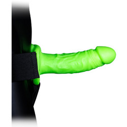 Ouch! Glow In The Dark Hollow Harness Strap On με Dildo 18cm Πράσινο