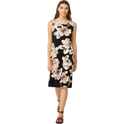 Vamp Midi Καλοκαιρινό Καθημερινό Φόρεμα Floral Μεταξωτό Μαύρο 24481
