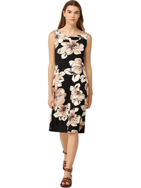 Vamp Midi Καλοκαιρινό Καθημερινό Φόρεμα Floral Μεταξωτό Μαύρο 24481