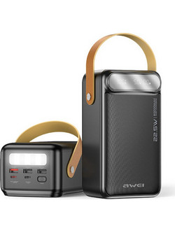 Awei PK101K Power Bank 60000mAh 22.5W με 3 Θύρες USB-A & 2 Θύρες USB-C Black