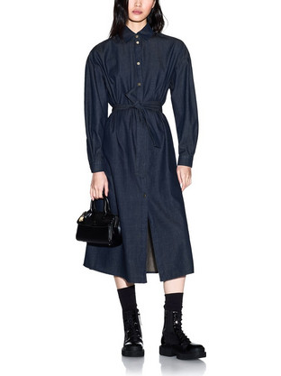 Armani Exchange Midi Καθημερινό Φόρεμα Σεμιζιέ Τζιν Navy Μπλε XW001794AF21337-MB001