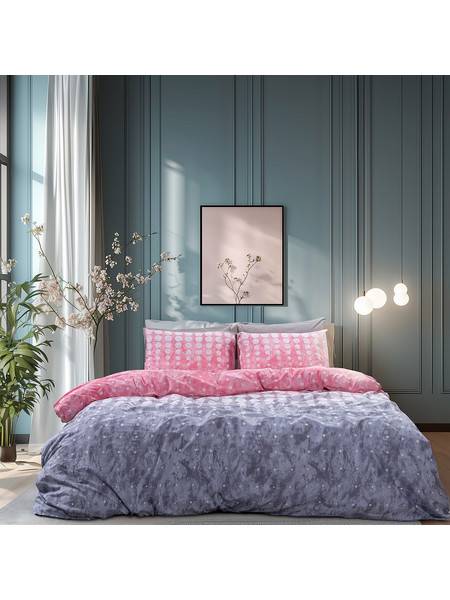 Beauty Home Σετ Πάπλωμα Μονό 160x230 Glory Art 12372 Ροζ Γκρι