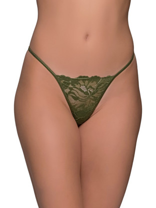 Milena By Paris Γυναικείο Sexy String με Δαντέλα Χακί 6951