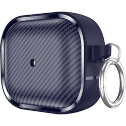 Sonique Carbon Brushed Θήκη Σιλικόνης με Γάντζο για Apple AirPods 3 Σκούρο Μπλε