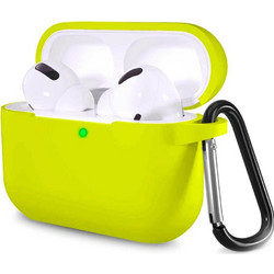Soft Θήκη Σιλικόνης με Γάντζο για Apple AirPods Pro 1 Neon Κίτρινη