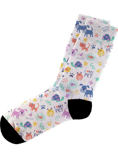 Dimisocks Do You Dare Pet Lovers Ανδρικές Κάλτσες Ψηλές με Σχέδια Λευκές 60042