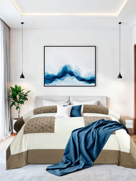 Γαρύφαλλο Κουβερτοπάπλωμα King Size 240x260 Square Patchwork Λευκό Καφέ