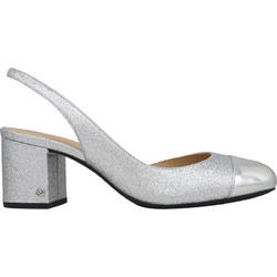Michael Kors Γόβες Slingback Δερμάτινες με Χοντρό Χαμηλό Τακούνι Ασημί 40T5PLMP2M