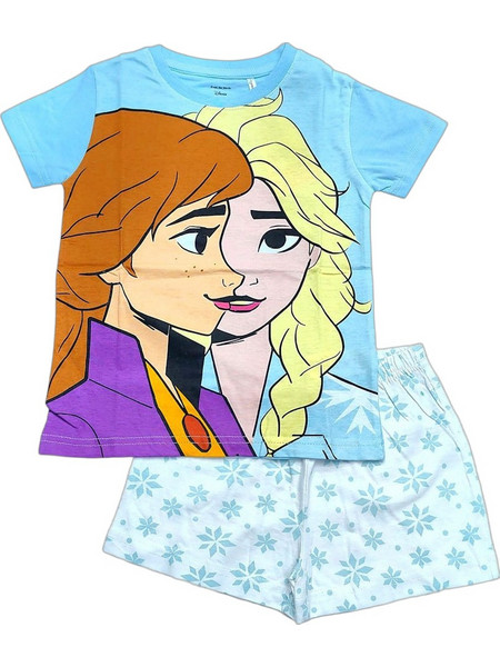 Disney Frozen Παιδική Πιτζάμα Βαμβακερή Καλοκαιρινή Γαλάζια FROZEN008876