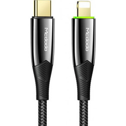 Mcdodo CA-8560 Braided LED USB-C to Lightning Cable 1.8m Black