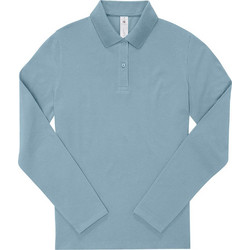 B&C Collection Γυναικεία Μπλούζα Polo Μακρυμάνικη Γαλάζια PW464