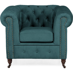 Chesterfield Πολυθρόνα Βελούδινη Πετρόλ CHES104