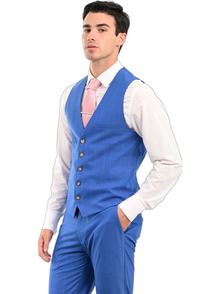 Vittorio Artist Verde Χειμερινό Ανδρικό Γιλέκο Casual Ριγέ με Κανονική Εφαρμογή Μπλε 1100-23