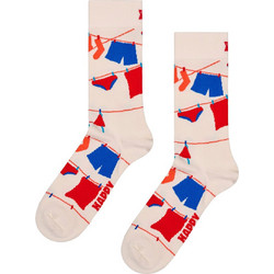 Happy Socks Clothesline Βαμβακερές Γυναικείες Κάλτσες Μπεζ Κόκκινες Μπλε με Σχέδια P004488-1000
