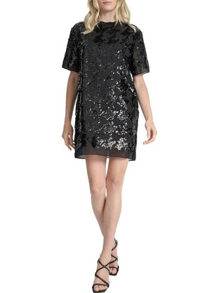 DKNY Mini Φόρεμα για Γάμο / Βάπτιση με Παγιέτες Μαύρο DD54AN74-BBL