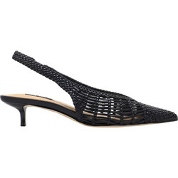 Nine West EDELA2 Γόβες Slingback Δερμάτινες με Λεπτό Χαμηλό Τακούνι Μαύρες 01-001