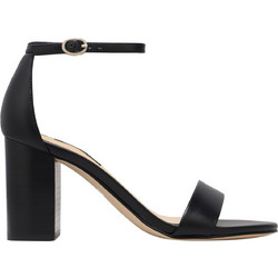 Nine West Toniann3 Γυναικεία Πέδιλα Δερμάτινα Μαύρα με Χοντρό Ψηλό Τακούνι 02-002