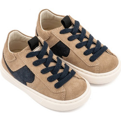 Babywalker Βαπτιστικά Sneakers για Αγόρι Δερμάτινα Ανατομικά Εκρού Navy Μπλε EXC8002