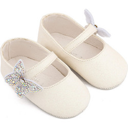 Babywalker Βαπτιστικές Μπαλαρίνες Αγκαλιάς για Κορίτσι Δερμάτινες Λευκές MI1658
