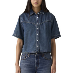 Levi's Κοντομάνικο Γυναικείο Πουκάμισο Τζιν Mονόχρωμο Navy Μπλε 005CR-0003