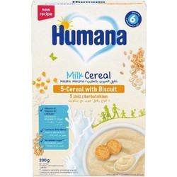 Humana Βιολογική Βρεφική Κρέμα 5 Δημητριακών με Μπισκότο 6m+ 200gr