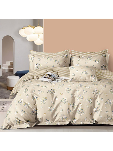 Beauty Home Σετ Σεντόνια Υπέρδιπλα Βαμβακοσατέν 230x260 Memories Art 12698 Μπεζ