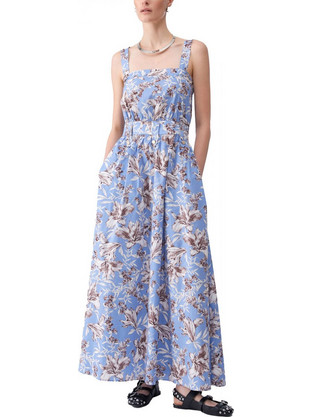 Liu Jo Maxi Καλοκαιρινό Βραδινό Φόρεμα Floral Γαλάζιο WA6312T4853-P9502