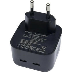 Inter-Tech 88882227 Φορτιστής χωρίς Καλώδιο με 2 Θύρες USB-C 36W Power Delivery