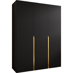 PoliHome Τρίφυλλη Ντουλάπα Ρούχων Mila I Μαύρη 150x52x202cm 163087719