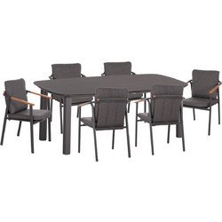 HomeMarkt Senti Σετ Τραπεζαρία Κήπου Αλουμίνιο 7τμχ Γκρι HM10908.01
