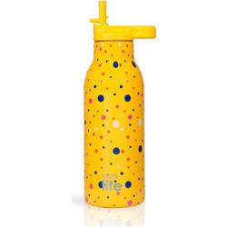 Ecolife Dots Παιδικό Παγούρι Θερμός Ανοξείδωτο BPA Free με Καλαμάκι Κίτρινο 550ml