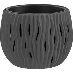 TNS Dora Γλάστρα Στρογγυλή Πλαστική Ανθρακί 18x15cm 32-800-1985