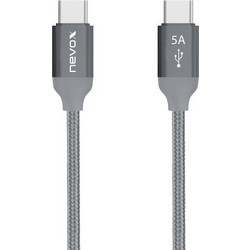Nevox 1654 Braided USB-C to USB-C 100W 2m Grey 4250686406542