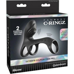 Pipedream Fantasy C-Ringz Cage Pro Ελαστικό Δαχτυλίδι Πέους Σιλικόνης με Δόνηση Μαύρο D-246208