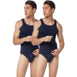 Minerva Comfort Αμάνικα Ανδρικά Φανελάκια Βαμβακερά Σετ 2Pack Navy Μπλε 90-11012-155